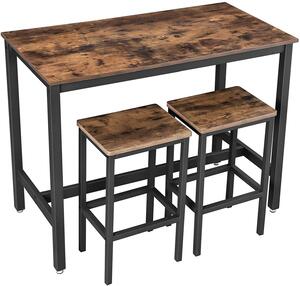 VASAGLE Barový stôl s dvoma stoličkami hnedý 120 x 60 cm