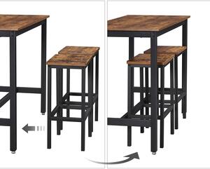 VASAGLE Barový stôl s dvoma stoličkami hnedý 120 x 60 cm