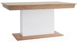 Rozkladací jedálenský stôl Aspen AS-S1 - biely vysoký lesk / dub (Grande 01)