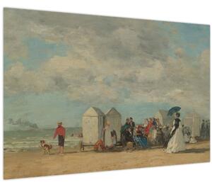 Obraz - Eugène Boudin, Beach Scene , reprodukcia (90x60 cm)