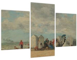 Obraz - Eugène Boudin, Beach Scene , reprodukcia (90x60 cm)