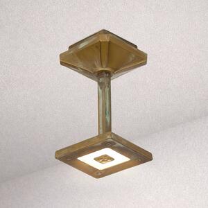 Moretti Luce Vonkajšie stropné LED svietidlo Aura Frame, výška 20 cm, antik mosadz, Hnedá / staromosadz, Mosadz, Vidiecky / Rustikálny