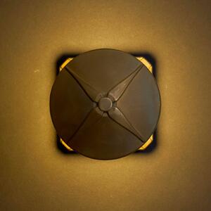 Moretti Luce LED nástenné svetlo Aura Disk, výstupok 12,5 cm, antik mosadz, IP65, Hnedá / staromosadz, Mosadz, Vidiecky / Rustikálny