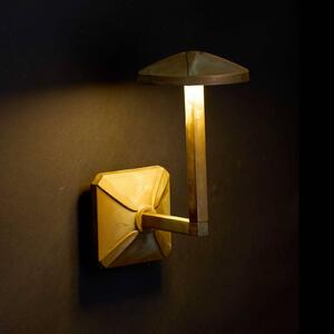 Moretti Luce Vonkajšie nástenné svietidlo Aura Disk, výška 24 cm, antická mosadz, Hnedá / staromosadz, Mosadz, Vidiecky / Rustikálny