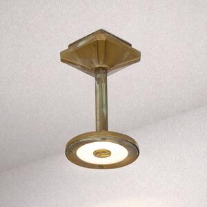 Moretti Luce Vonkajšie stropné LED svietidlo Aura Disk, výška 20 cm, antická mosadz, Hnedá / staromosadz, Mosadz, Vidiecky / Rustikálny