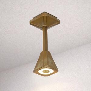 Moretti Luce Vonkajšie stropné LED svietidlo Silva Frame, výška 26 cm, antická mosadz, Hnedá / staromosadz, Mosadz, Vidiecky / Rustikálny