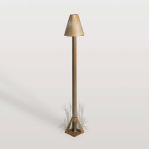 Moretti Luce LED podlahová lampa Silva Disk, výška 50 cm, antická mosadz, Hnedá / staromosadz, Mosadz, Vidiecky / Rustikálny, Vonkajčie stĺpové osvetlenie