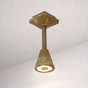 Moretti Luce Vonkajšie stropné LED svietidlo Silva Disk, výška 26 cm, antik mosadz, Hnedá / staromosadz, Mosadz, Vidiecky / Rustikálny