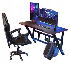 Počítačový stôl pre hráčov, čierny, veľký, moderný, 120 cm