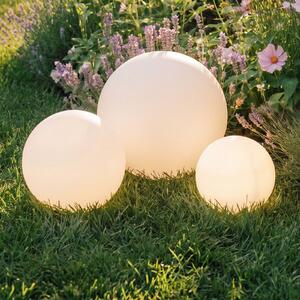 Lindby LED solárne lampy Lago, sada 3 ks, gule, zemný hrot, biela, Biela / opálová, Plast, Moderný, Solárne svietidlá