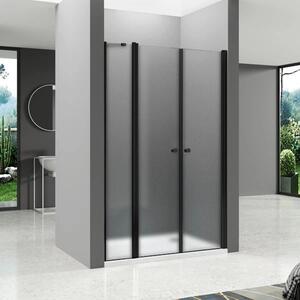 WellMall BETA LINE Black 160 Grape Sprchové dvere dvojkrídlové s pevnou stenou v rovine (115+50)