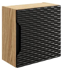 Comad Kúpeľňová skrinka závesná horná Qubik Ocean Black 35 čierna/dub olejovaný