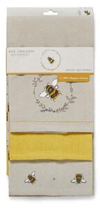 Súprava 3 béžovo-žltých bavlnených kuchynských utierok Cooksmart ® Bumble Bees