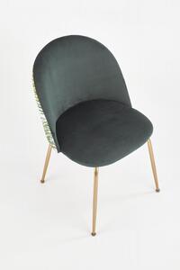 Jedálenská stolička K372 zelená / motív listy / zlatá Halmar