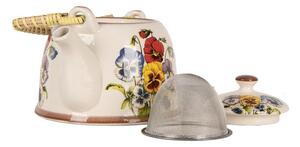 Krémová kanvička s sirôtkami a so sitkom - 18*14*12 cm / 800 ml - Clayre & Eef