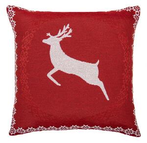 Červená obliečka na vankúš s jeleňom Christmas Rustic - 44*44 cm - Clayre & Eef