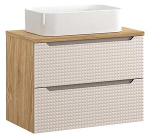 Comad Kúpeľňová skrinka s doskovým umývadlom SET-LXB B 80 béžová/olejovaný dub