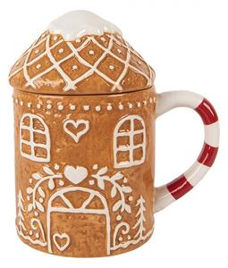 Hnedý keramický hrnček perníková chalúpka - 14*10*15 cm / 450 ml - Clayre & Eef