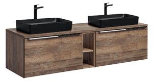 Comad Kúpeľňová skrinka s doskovými umývadlami set Santa Fe Oak 180 dub santa fe vintage