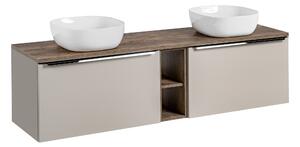 Comad Kúpeľňová skrinka s doskovými umývadlami set Santa Fe Taupe 180 sivohnedá/dub santa fe