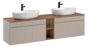Comad Kúpeľňová skrinka s doskovými umývadlami set Iconic Cashmere 180 kašmír/dub coast evoke