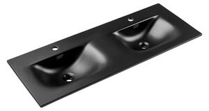 Comad Nábytkové keramické dvojumývadlo SKY 1 BLACK MATT 120D DP, 121x46 cm, čierna matná