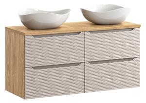 Comad Kúpeľňová skrinka s doskovými umývadlami set Ocean Beige 120 béžová/dub olejovaný
