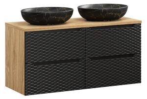 Comad Kúpeľňová skrinka s doskovými umývadlami set Ocean Black 120 čierna/dub olejovaný