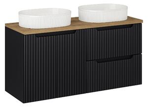 Comad Kúpeľňová skrinka s doskovými umývadlami set Nova Black 120 čierna/dub coast evoke