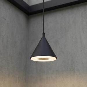 Vonkajšie závesné svietidlo Lindby LED Soran, Ø 15 cm, čierne, IP44, Čierna, kov, Moderný, Závesné svietidlo