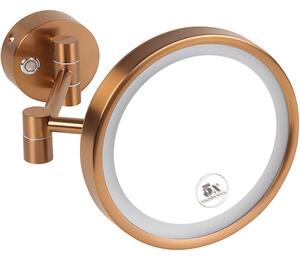 Bemeta Design Kozmetické zrkadlo, ø 200 mm, s LED osvetlením, mat, medená zlatá - 155101140