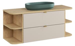 Comad Kúpeľňová skrinka s doskovými umývadlami set Dalia Cashmere 120 kašmír/dub cremona