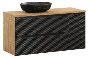 Comad Kúpeľňová skrinka s doskovým umývadlom set Ocean Black 120 čierna/dub olejovaný