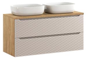 Comad Kúpeľňová skrinka s doskovými umývadlami set Ocean Beige 120 béžová/dub olejovaný