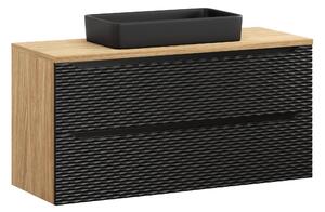Comad Kúpeľňová skrinka s doskovým umývadlom set Ocean Black 120 čierna/dub olejovaný