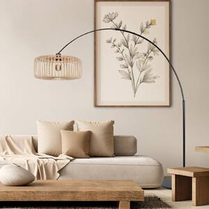 Stojacia lampa Sparkled Light, čierna/prírodný bambus, 240 cm, Čierna, Obývacia izba / jedáleň, kov, Oblúková stojaca lampa