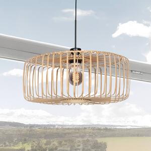 Závesné svietidlo Sparkled Light, čierna/prírodný bambus, Ø 60 cm, Čierna, Obývacia izba / jedáleň, Bambus, Závesné svietidlo