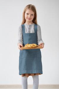 Detská modrá ľanová zástera Linen Tales Pinafore, 72 x 45 cm