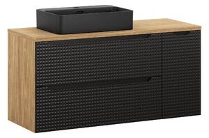 Comad Kúpeľňová skrinka s doskovým umývadlom Luxor Black 120 čierna/dub olejovaný