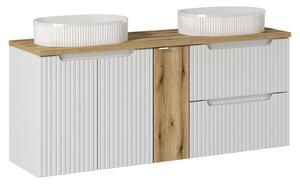Comad Kúpeľňová skrinka s doskovými umývadlami set Nova White 140 biela/dub coast evoke