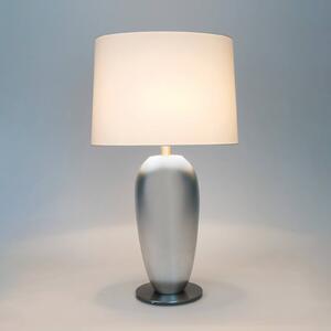 Stolová lampa LAMBDA OVAL, strieborná/ecru, výška 77 cm, keramika, E27, Chrómová / strieborná, Obývacia izba / jedáleň, Keramický, Stojacie svietidlo