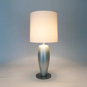 Stolová lampa OMEGA SOTTILE, strieborná/biela, výška 80 cm, keramika, E27, Chrómová / strieborná, Obývacia izba / jedáleň, Keramický, Stojacie svietidlo