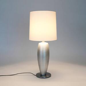 Stolová lampa SIGMA SOTTILE, strieborná/biela, výška 68 cm, keramika, E27, Chrómová / strieborná, Obývacia izba / jedáleň, Keramický, Stojacie svietidlo