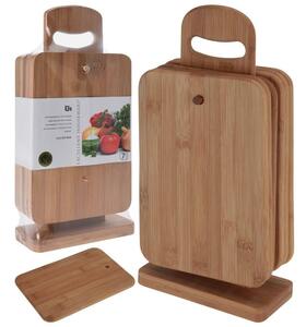Doska na krájanie so stojanom Set, bambus, sada 6ks, 22x15 cm