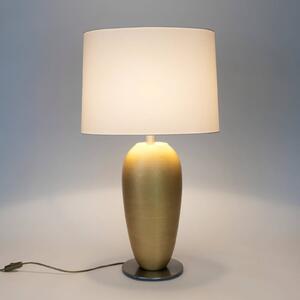 Stolová lampa OMEGA OVAL, zlatá/ecru, výška 77 cm, keramika, E27, Mosadz / zlato, Obývacia izba / jedáleň, Keramický, Stojacie svietidlo
