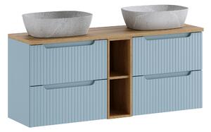 Comad Kúpeľňová skrinka s doskovými umývadlami set Nova Denim 140 denim/dub coast evoke