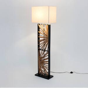 Stojacia lampa MONTE ISOLA, prírodná/béžová, výška 160 cm, drevo/textil, Krémová / jantárovo žltá, Obývacia izba / jedáleň, Drevo, Stojaca lampa