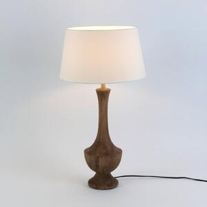 Stolová lampa SUBASIO, prírodná/écru, výška 50 cm, mangové drevo, E27, Tmavé drevo, Obývacia izba / jedáleň, Drevo, Stojacie svietidlo