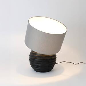 Stolová lampa GIOACCHINO, čierna/sivá, výška 50 cm, drevo/chintz, Čierna, Obývacia izba / jedáleň, Drevo, Stojacie svietidlo