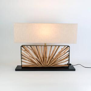 Stolová lampa MONTE ISOLA, prírodná/béžová, výška 67 cm, drevo/textil, Krémová / jantárovo žltá, Obývacia izba / jedáleň, Drevo, Stojacie svietidlo